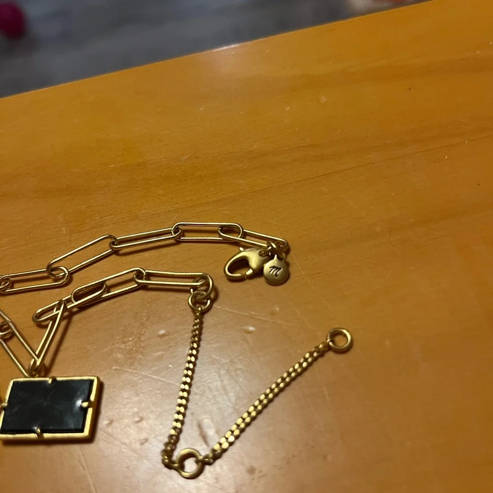 Madewell Gold Necklace with Black Rectangular Pendant - Picture 3 of 4